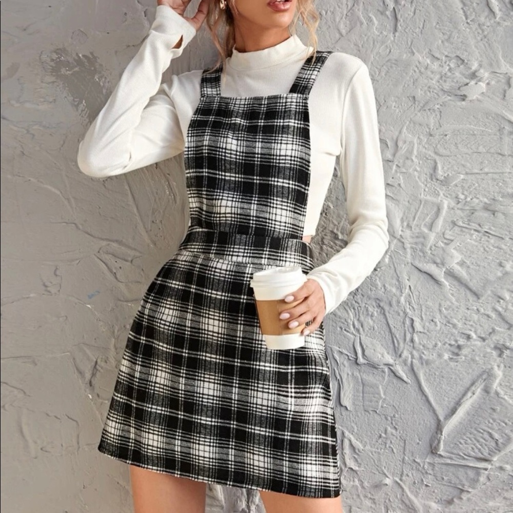 Sold privately!!! Plaid overall dress